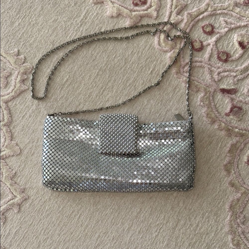 Silver chain link Evening Clutch with Chain Strap